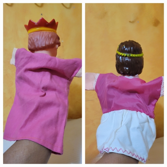 Retro Set of Rubber Head Hand Puppets Mr. Rogers King & Queen - - Picture 3 of 3
